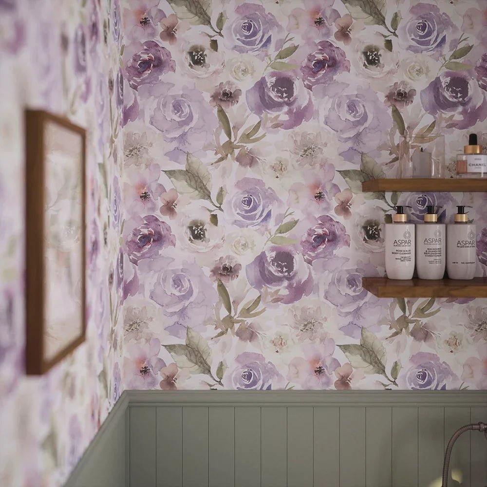 Bouquet De Fleurs Wallpaper - Lavender - LAN100030 - Lucie Annabel - Premier Wallcovering