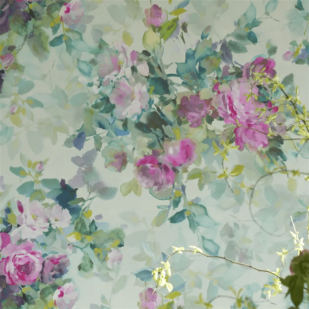 Bouquet De Roses Wallpaper - Celadon - PDG1173/01 - Designers Guild - Premier Wallcovering