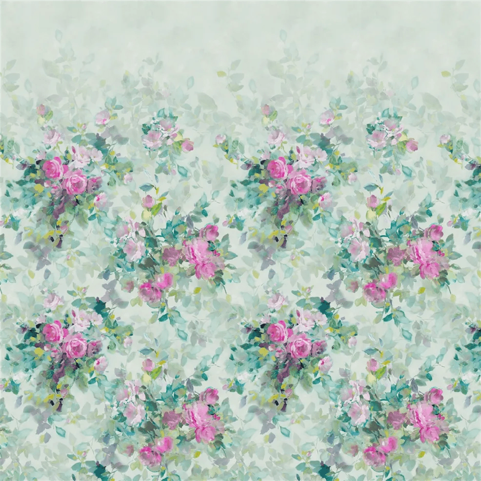 Bouquet De Roses Wallpaper - Celadon - PDG1173/01 - Designers Guild - Premier Wallcovering