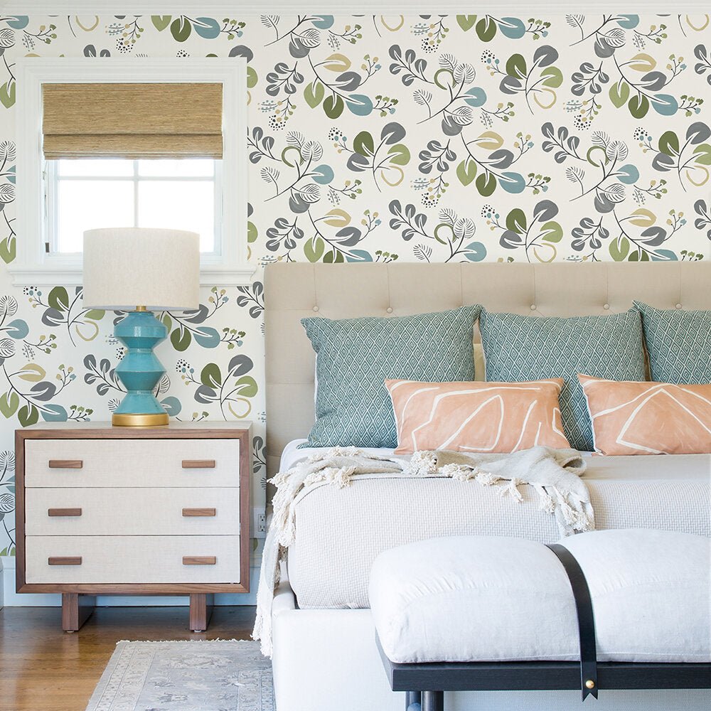 Bouquet Wallpaper - Green/Blue - A Street Prints - FD25123 - Premier Wallcovering