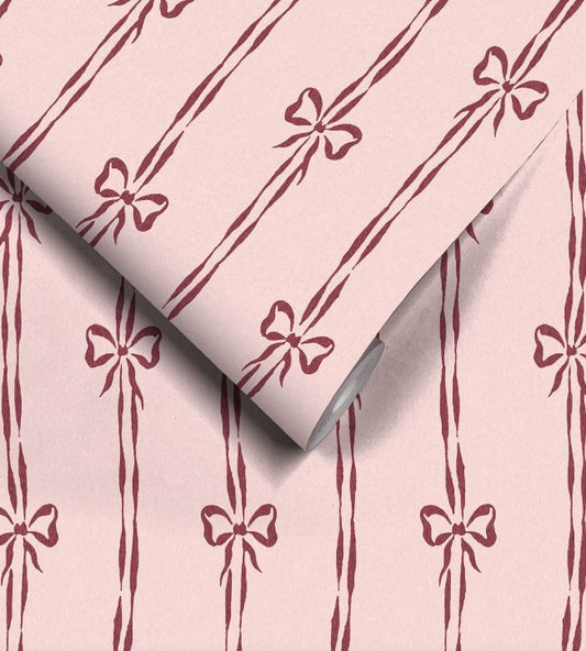Bow Peep Wallpaper - Cherry Pink - Woodchip & Magnolia - WM - 481 - 01R - Premier Wallcovering