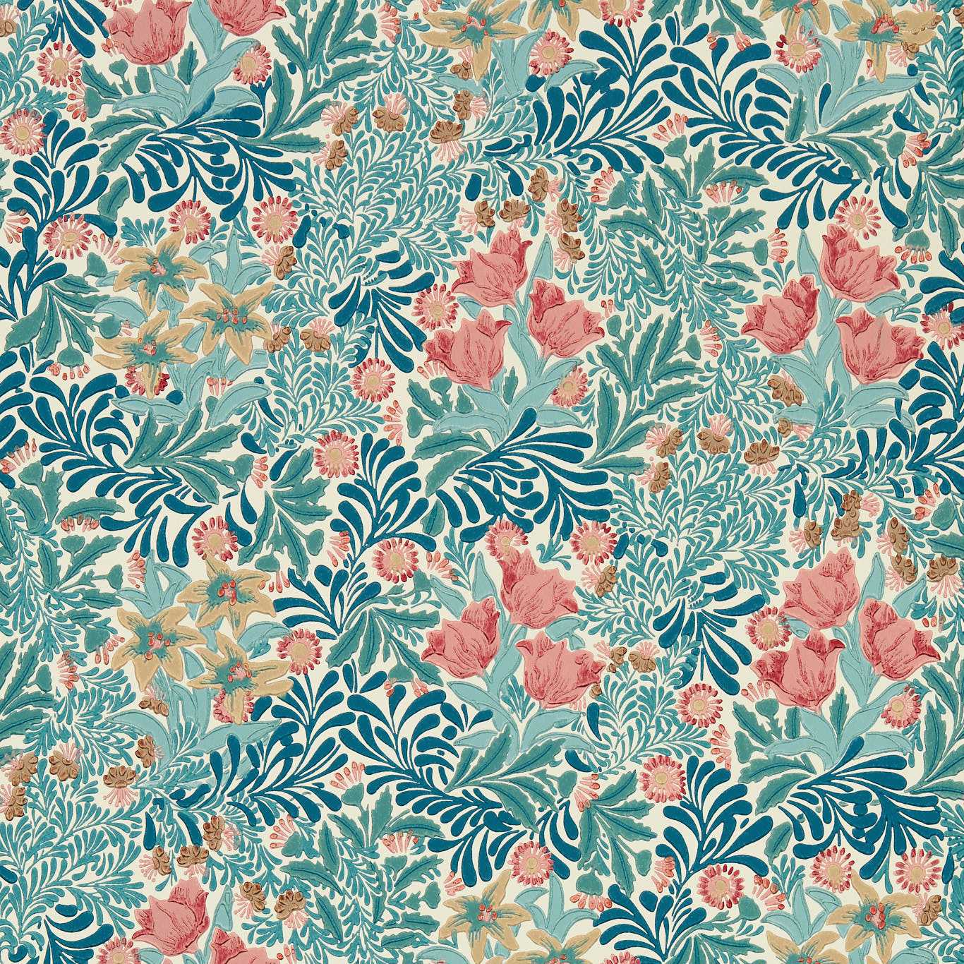 Bower Wallpaper - Indigo/Barbed Berry - 217203 - Morris & Co - Premier Wallcovering