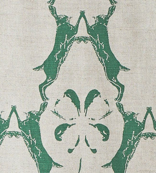 Boxing Hares Fabric - Green - Barneby Gates - BGF010 - 201 - Premier Wallcovering