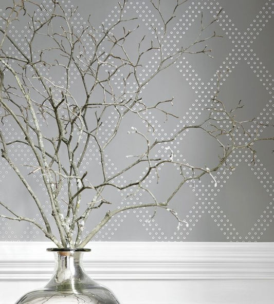 Brad Wallpaper - Silver on Navy - Thibaut - T11040 - Premier Wallcovering