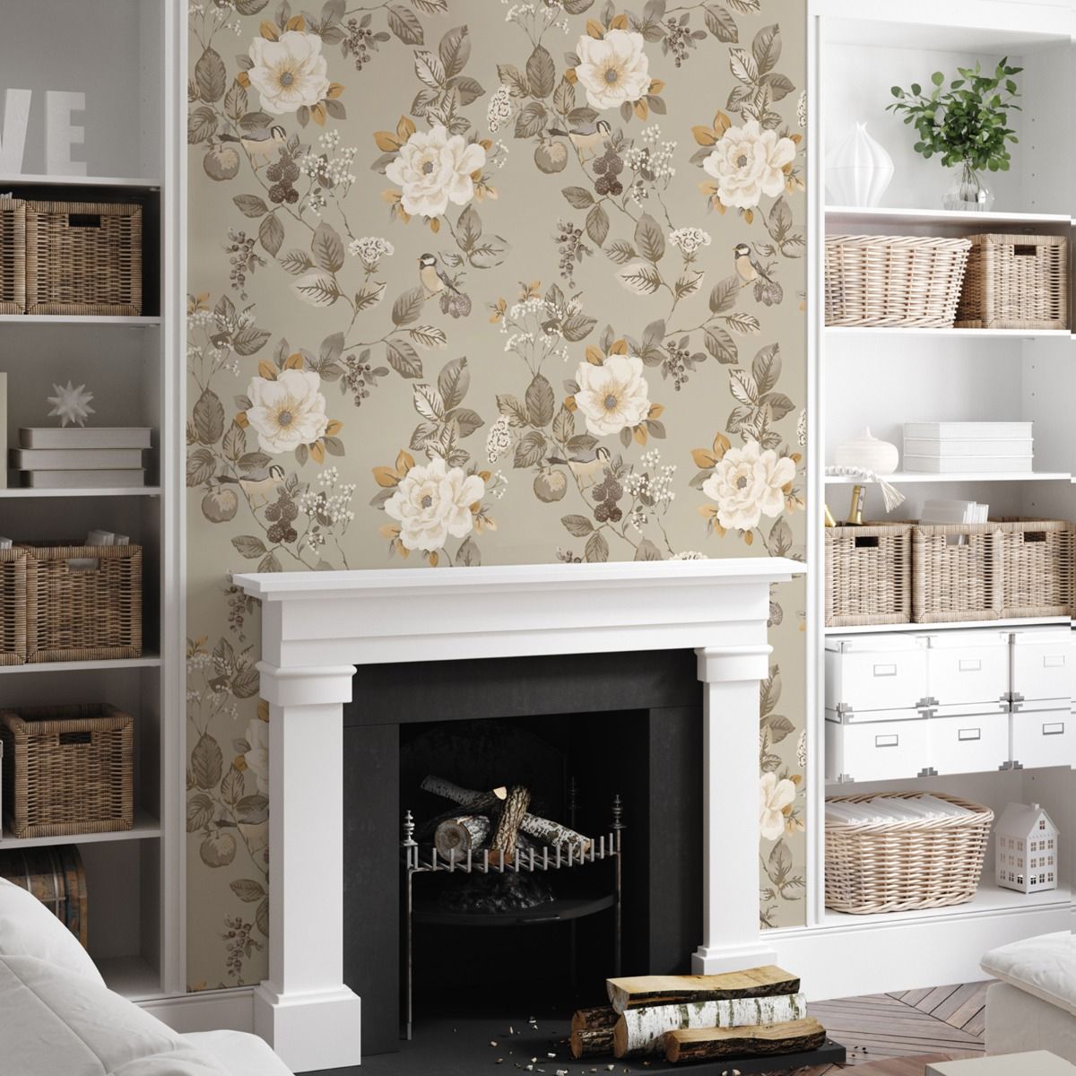 Bramble Floral Wallpaper - Beige - Belgravia - 2301 - Premier Wallcovering