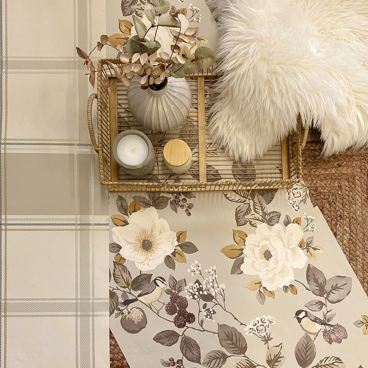 Bramble Floral Wallpaper - Beige - Belgravia - 2301 - Premier Wallcovering