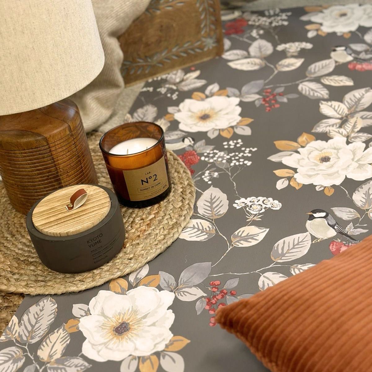 Bramble Floral Wallpaper - Charcoal - Belgravia - 2303 - Premier Wallcovering