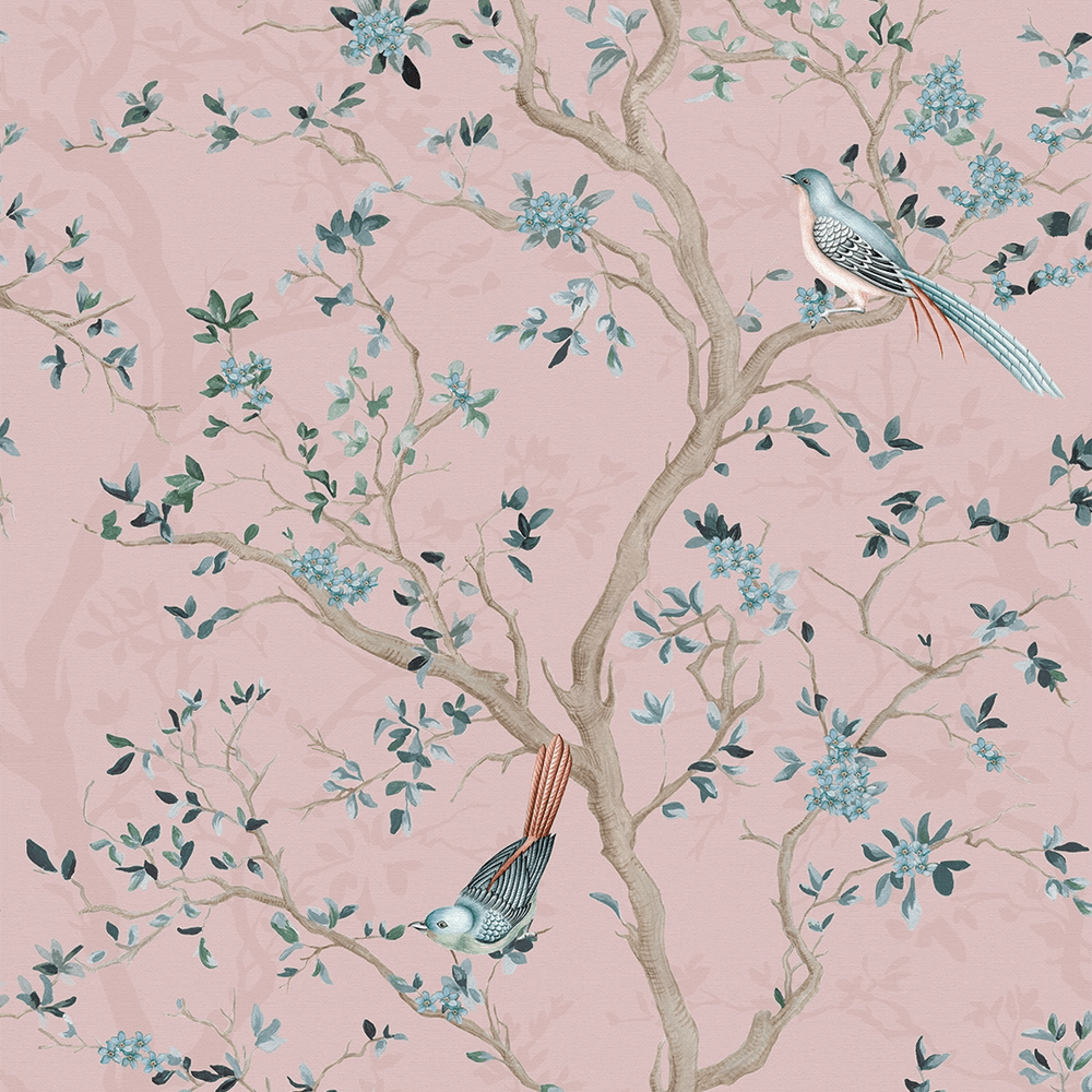 Branches and Birdsong Wallpaper - Rose - LAN100405 - Lucie Annabel - Premier Wallcovering