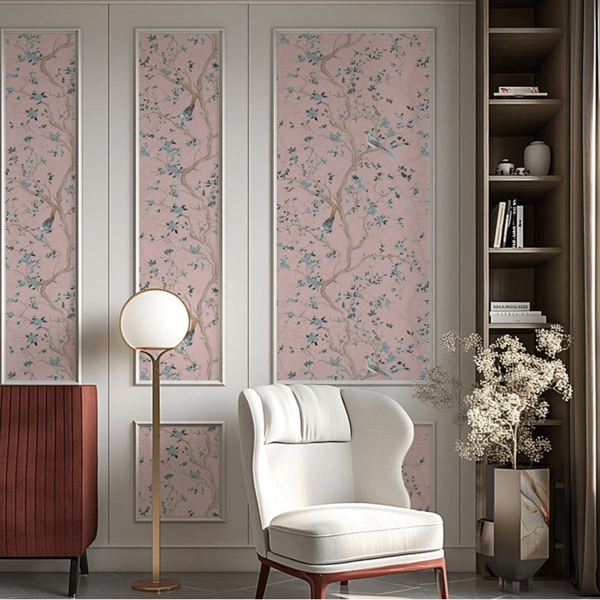 Branches and Birdsong Wallpaper - Rose - LAN100405 - Lucie Annabel - Premier Wallcovering