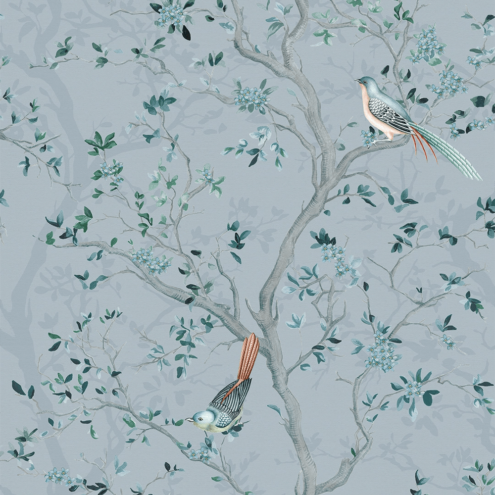 Branches and Birdsong Wallpaper - Heritage Blue - LAN100404 - Lucie Annabel - Premier Wallcovering