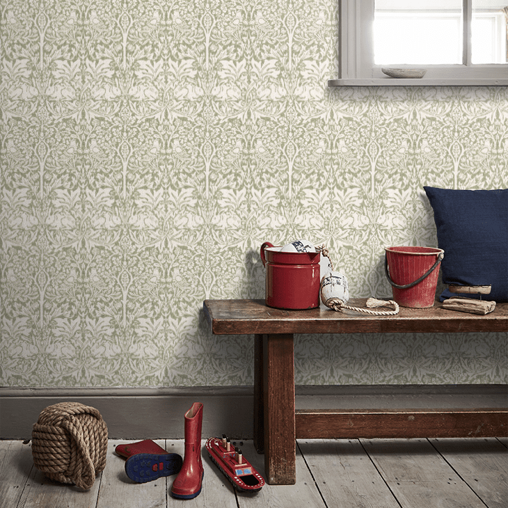 Brer Rabbit Wallpaper - Leaf Green - 217389 - Morris Wallpaper WD - Premier Wallcovering