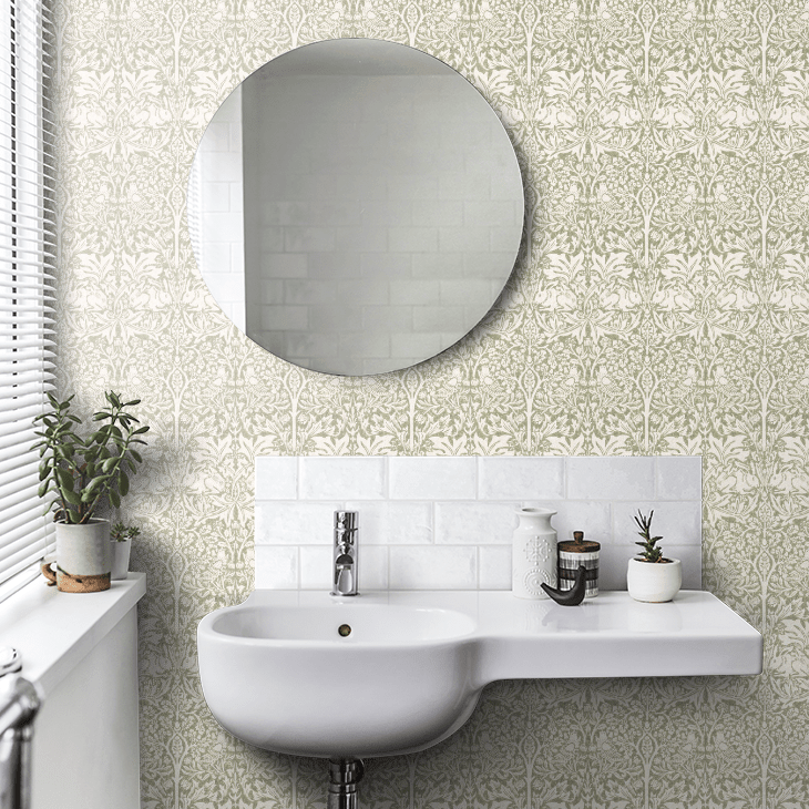 Brer Rabbit Wallpaper - Leaf Green - 217389 - Morris Wallpaper WD - Premier Wallcovering