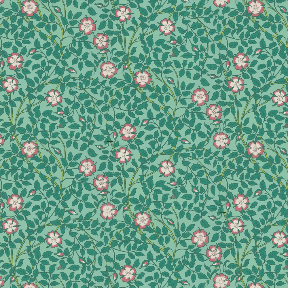 Briar Rose Wallpaper - Green Verditer - Little Greene - 0263BRGVERD - Premier Wallcovering