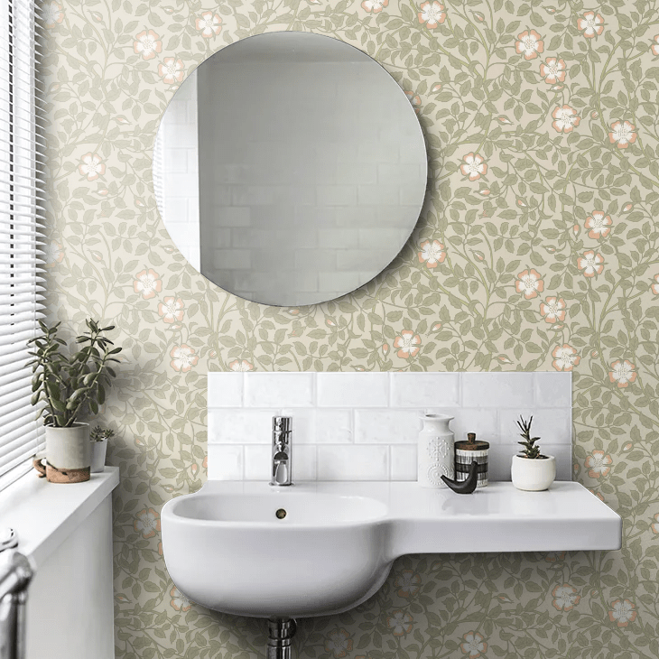 Briar Rose Wallpaper - Green Mist - Little Greene - 0263BRGMIST - Premier Wallcovering