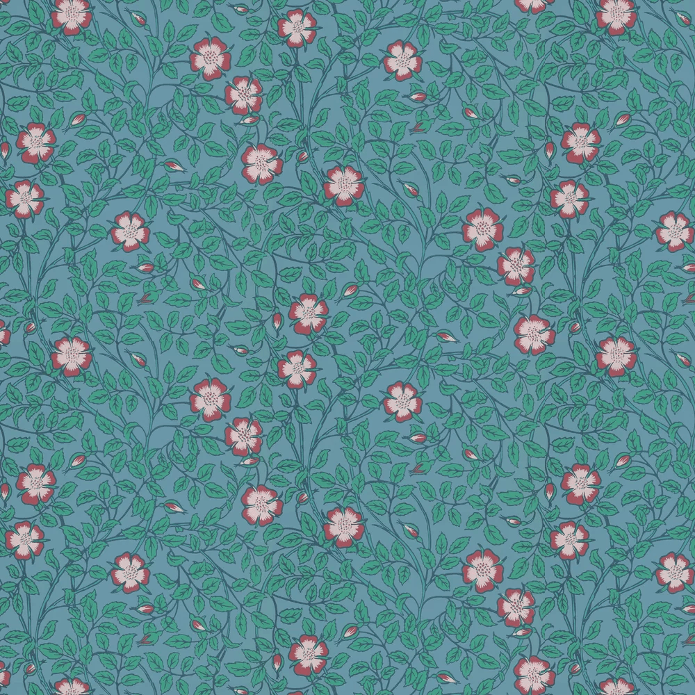 Briar Rose Wallpaper - Marine Blue - Little Greene - 0263BRMARIN - Premier Wallcovering