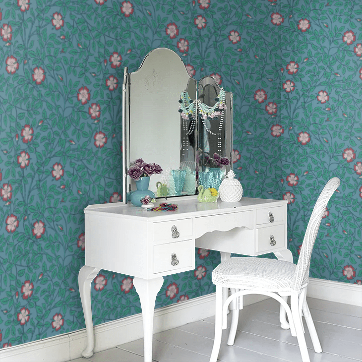 Briar Rose Wallpaper - Marine Blue - Little Greene - 0263BRMARIN - Premier Wallcovering
