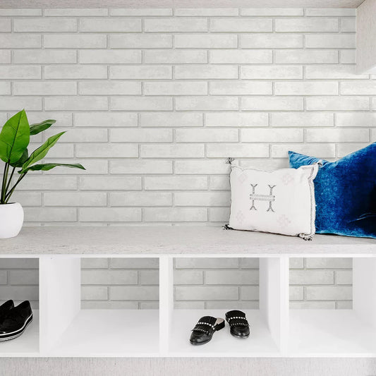 Brick Wallpaper - White - NextWall - NW40600 - Premier Wallcovering