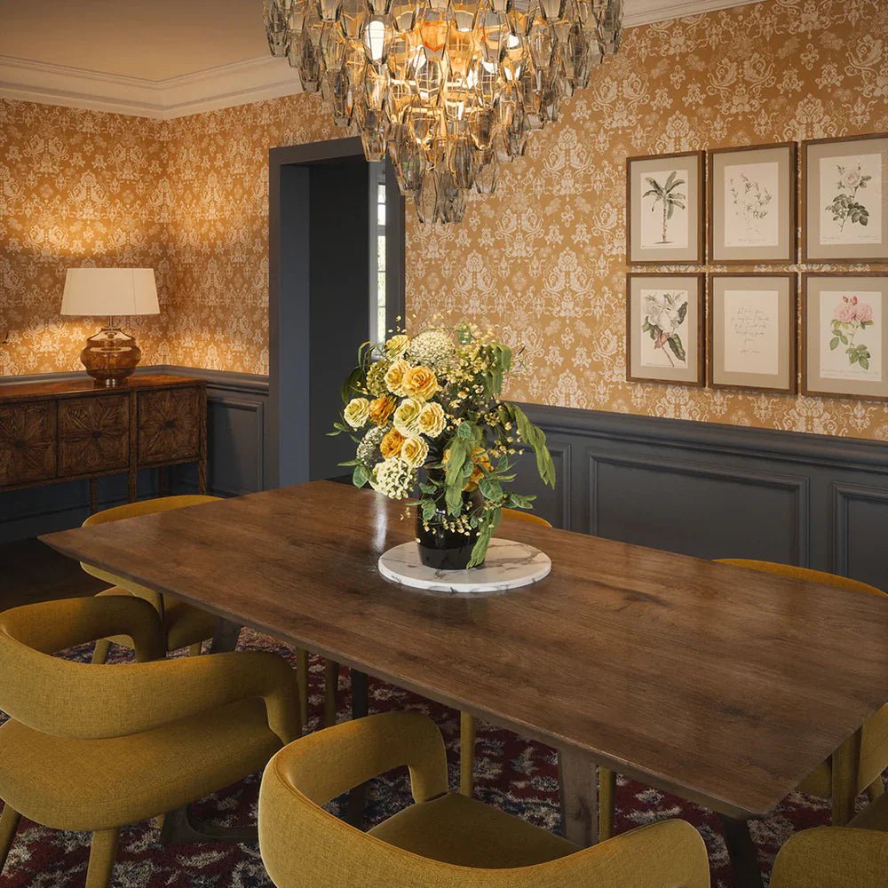 Bridgerton Damask Wallpaper - Burnt Ochre and Vintage Cream - LAN100023 - Lucie Annabel - Premier Wallcovering