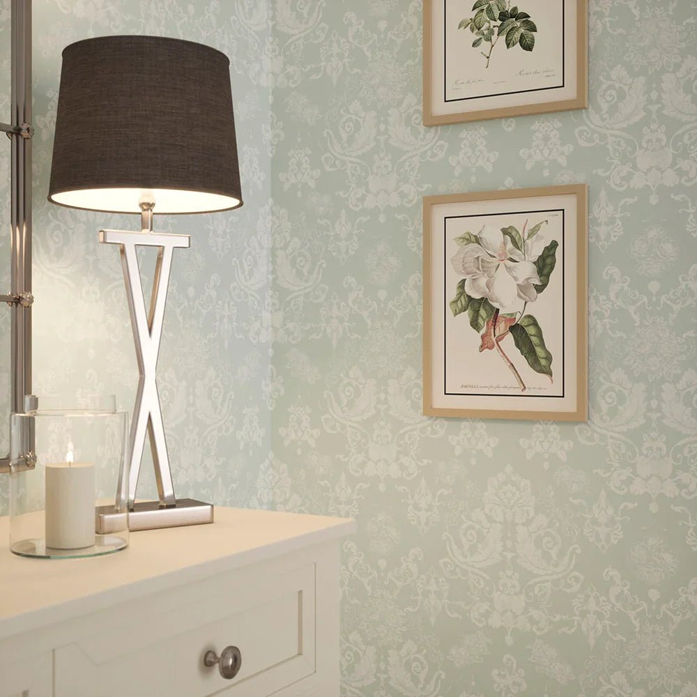 Bridgerton Damask Wallpaper - Soft Mint - LAN100019 - Lucie Annabel - Premier Wallcovering