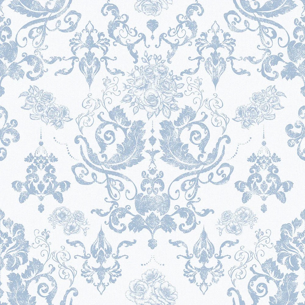 Bridgerton Damask Wallpaper - Wedgwood Blue - LAN100017 - Lucie Annabel - Premier Wallcovering