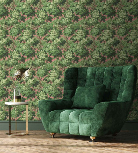 Broadhead Forest Wallpaper - Grass Green Salmon - Woodchip & Magnolia - WM - 314 - 02R - Premier Wallcovering