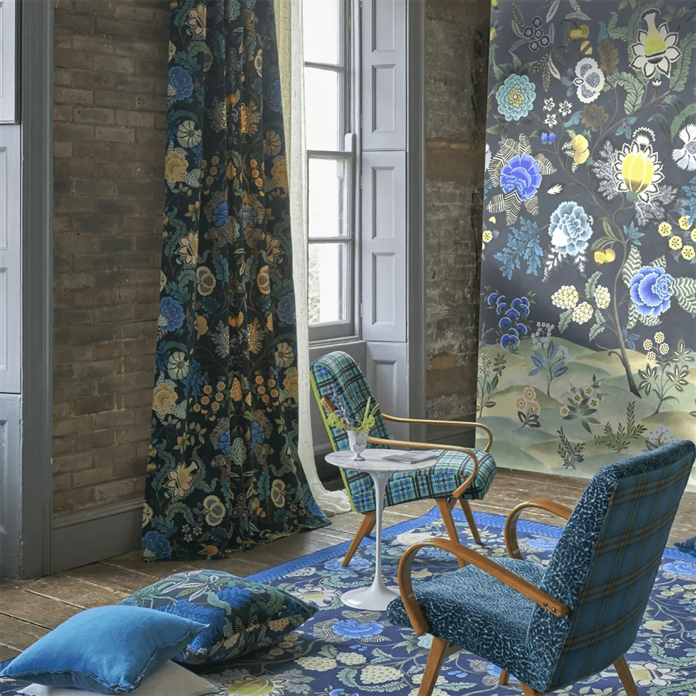 Brocart Decoratif Wallpaper - Indigo - PDG1169/03 - Designers Guild - Premier Wallcovering