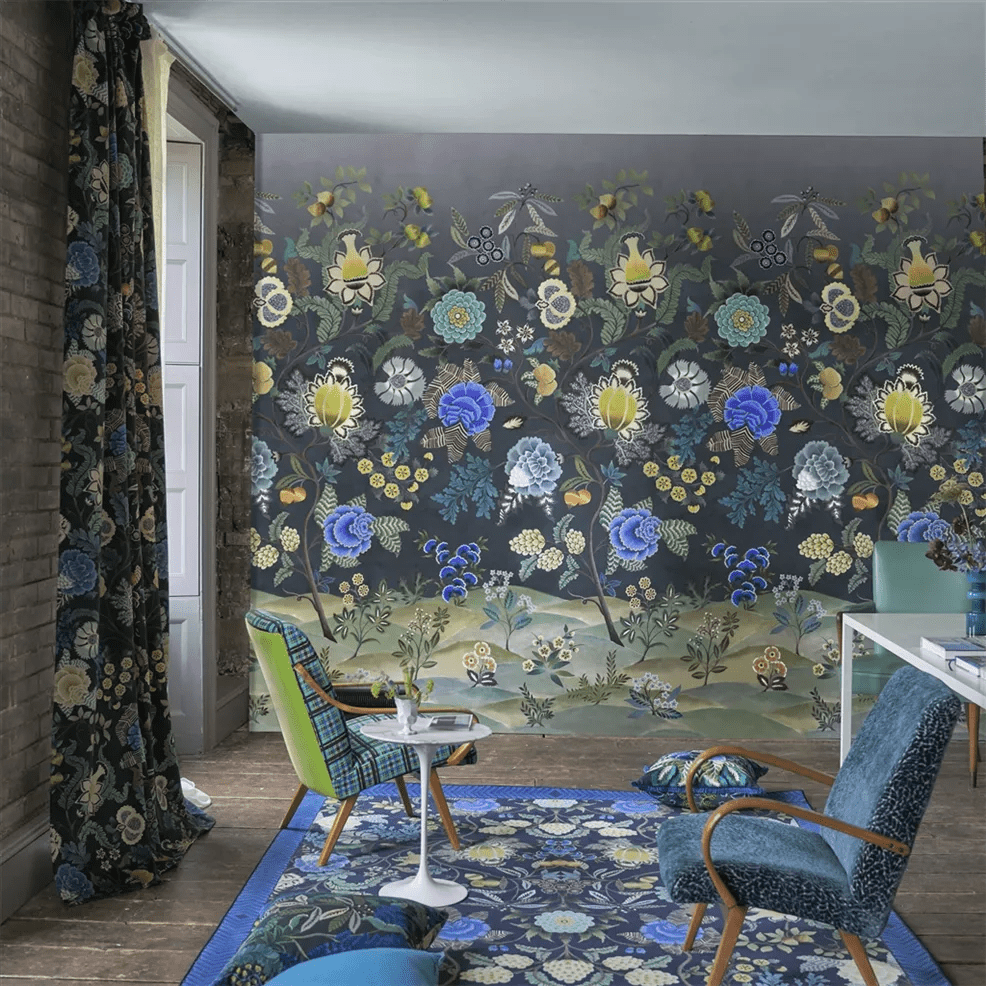 Brocart Decoratif Wallpaper - Indigo - PDG1169/03 - Designers Guild - Premier Wallcovering