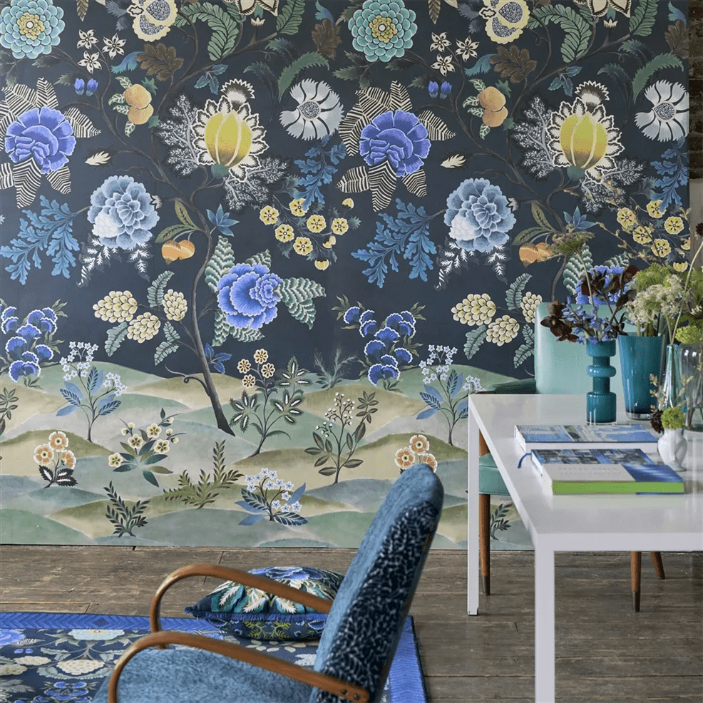 Brocart Decoratif Wallpaper - Indigo - PDG1169/03 - Designers Guild - Premier Wallcovering