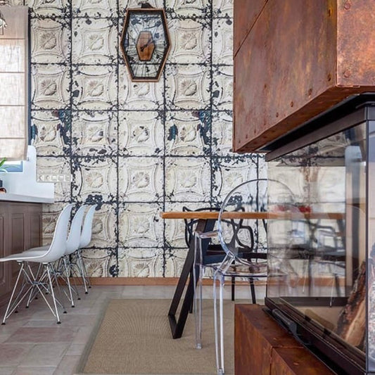 Brooklyn Tins Wallpaper - White - NLXL - TIN - 01 - Premier Wallcovering