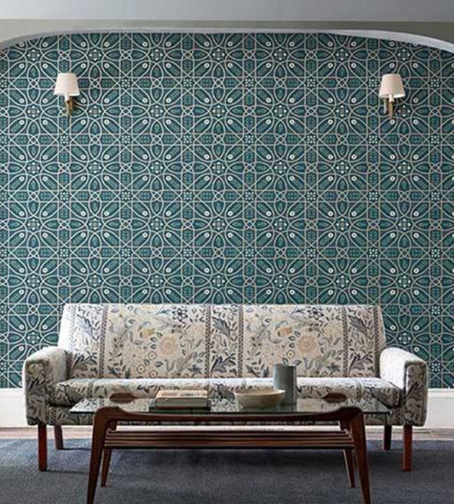 Brophy Trellis Wallpaper - Deep Teal - 216699 - Morris & Co - Premier Wallcovering