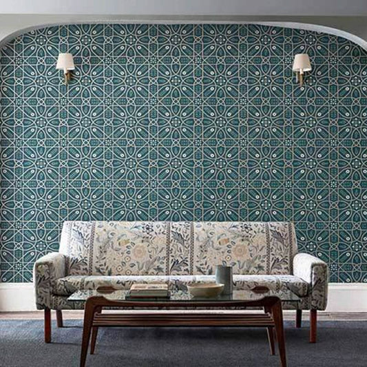 Brophy Trellis Wallpaper - Deep Teal - 216699 - Morris & Co - Premier Wallcovering