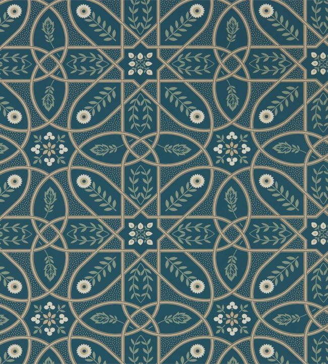 Brophy Trellis Wallpaper - Deep Teal - 216699 - Morris & Co - Premier Wallcovering