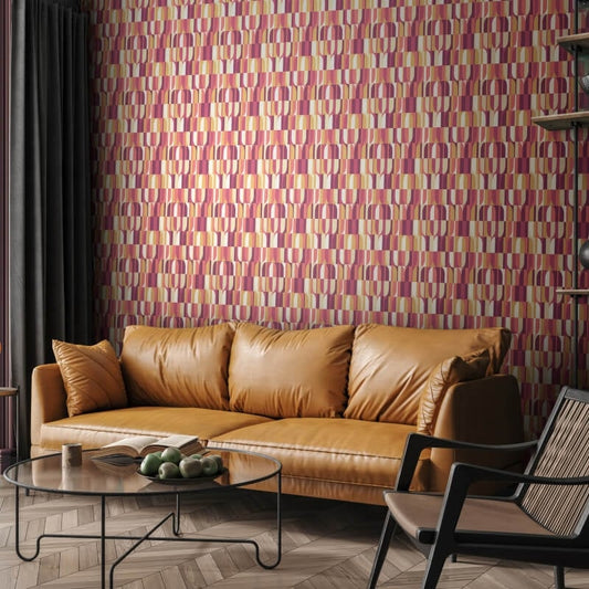 Building BlocksWallpaper - Plum/Gold - Hoopla Walls - HWA1162W - Premier Wallcovering