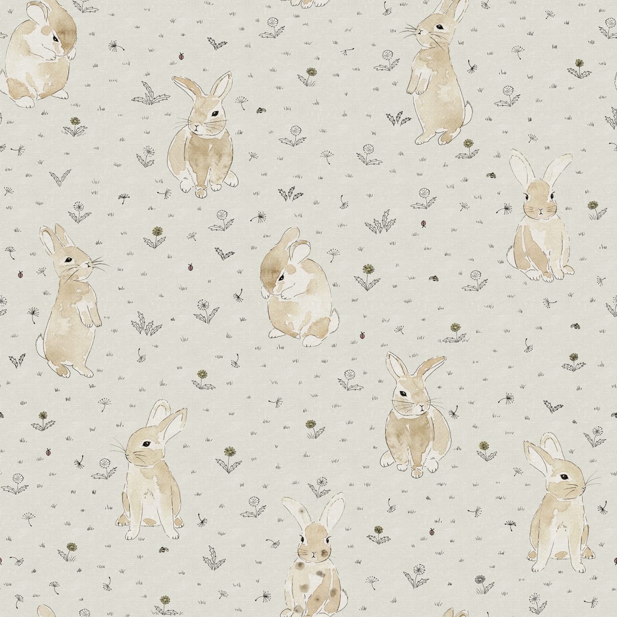 Bunny Field Wallpaper - Sand - Rebel Walls - R18081 - Premier Wallcovering