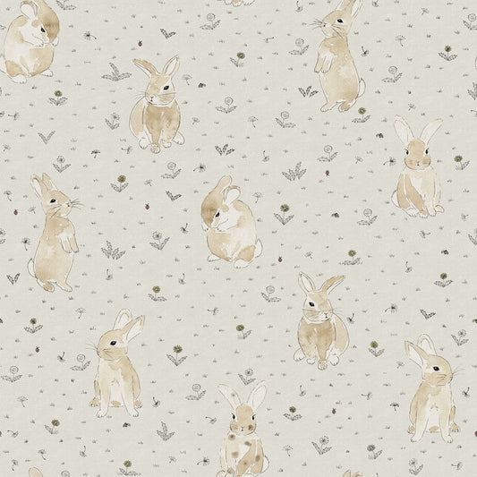 Bunny Field Wallpaper - Sand - Rebel Walls - R18081 - Premier Wallcovering