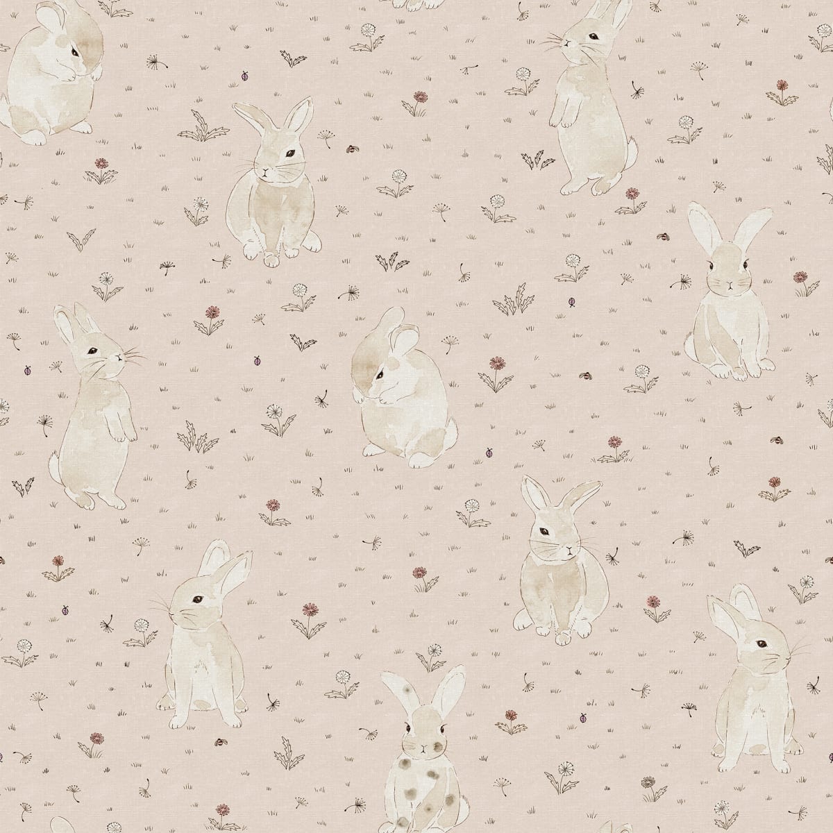Bunny Field Wallpaper - Pink - Rebel Walls - R18083 - Premier Wallcovering