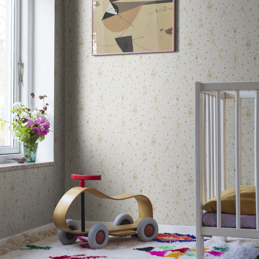 Bunny Field Wallpaper - Sand - Rebel Walls - R18081 - Premier Wallcovering