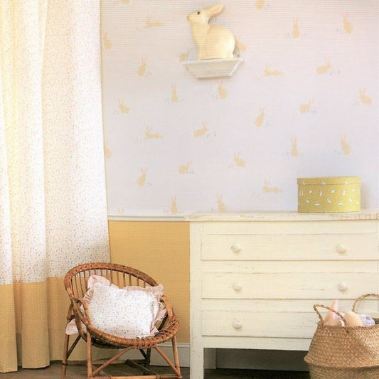 Bunny Happy Dreams Wallpaper - Corail And Rose - Casadeco - 82744111 - Premier Wallcovering