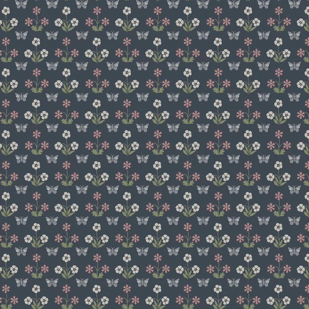 Burges Butterfly Wallpaper - Hicks' Blue - Little Greene - 0267BUHICKS - Premier Wallcovering