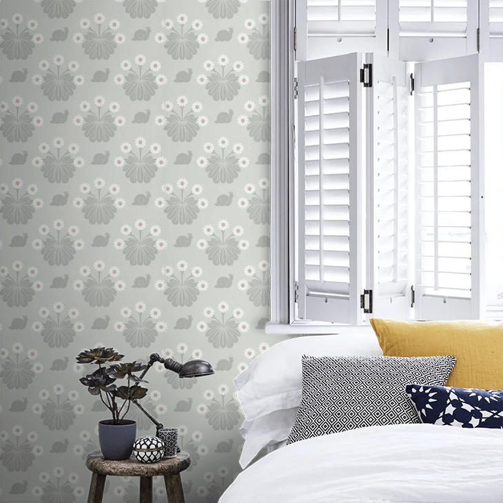 Burges Snail Wallpaper - Silver - Little Greene - 0260BUSILVE - Premier Wallcovering