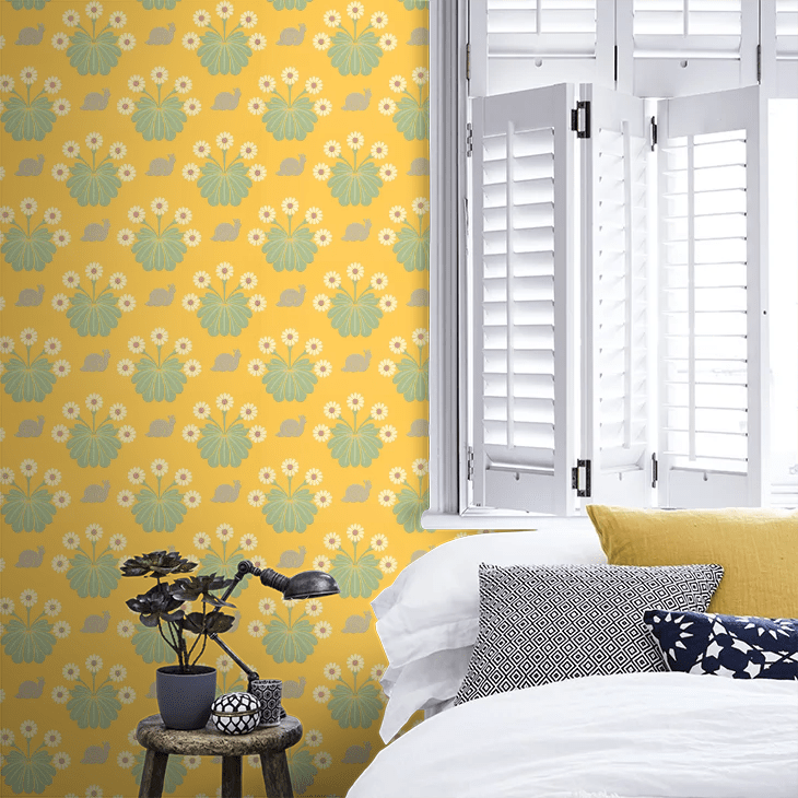 Burges Snail Wallpaper - Lemon - Little Greene - 0260BULEMON - Premier Wallcovering