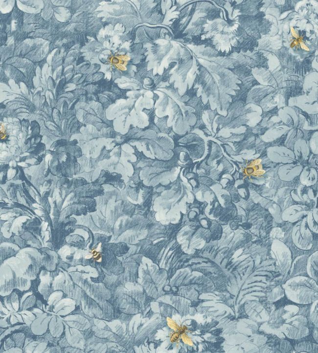 Busy Bee Wallpaper - Reservoir Blue - Woodchip & Magnolia - WM - 318 - 07R - Premier Wallcovering