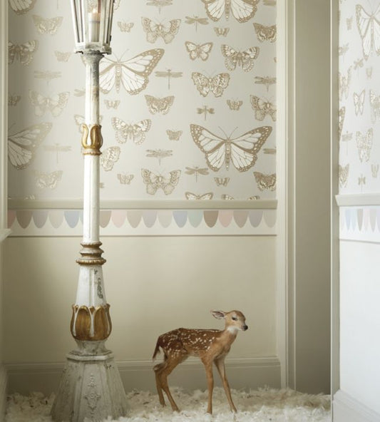 Butterflies & Dragonflies Wallpaper - Fuchsia & Mink on Seafoam - 103/15062 - Cole & Son - Premier Wallcovering