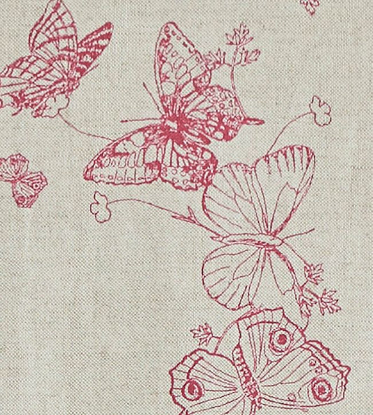 Butterflies Fabric - Raspberry - Barneby Gates - BGF010 - 501 - Premier Wallcovering