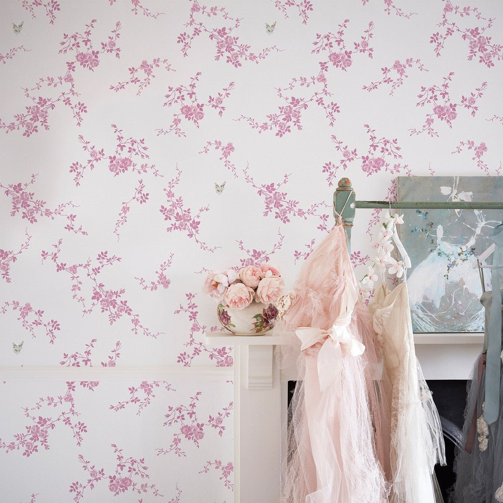Butterflies Wallpaper - Shabby Chic - 125107 - Premier Wallcovering