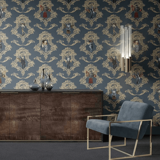 Butterfly People Wallpaper - Blue - The Graduate Collection - MB1BUTPEOPLE - Premier Wallcovering