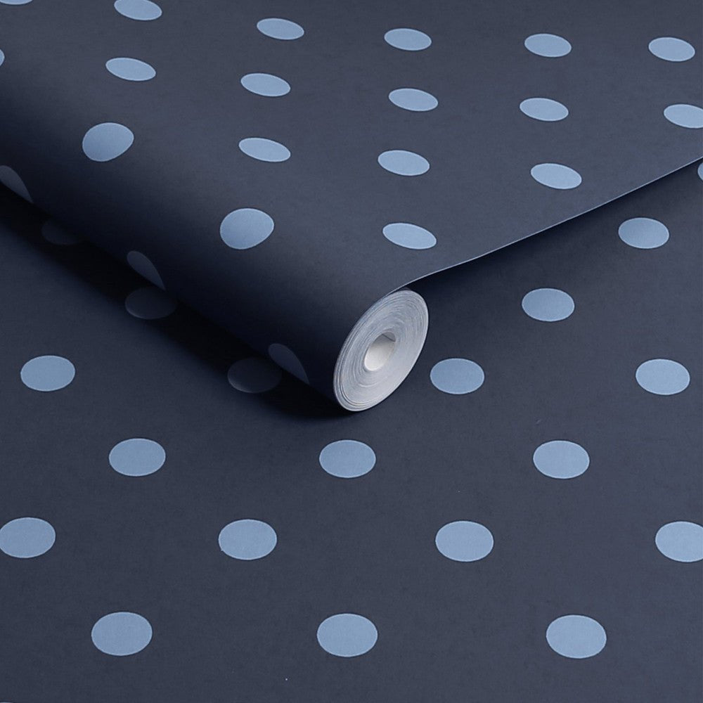 Button Spot Wallpaper - Navy - 125523 - Cath Kidston - Premier Wallcovering