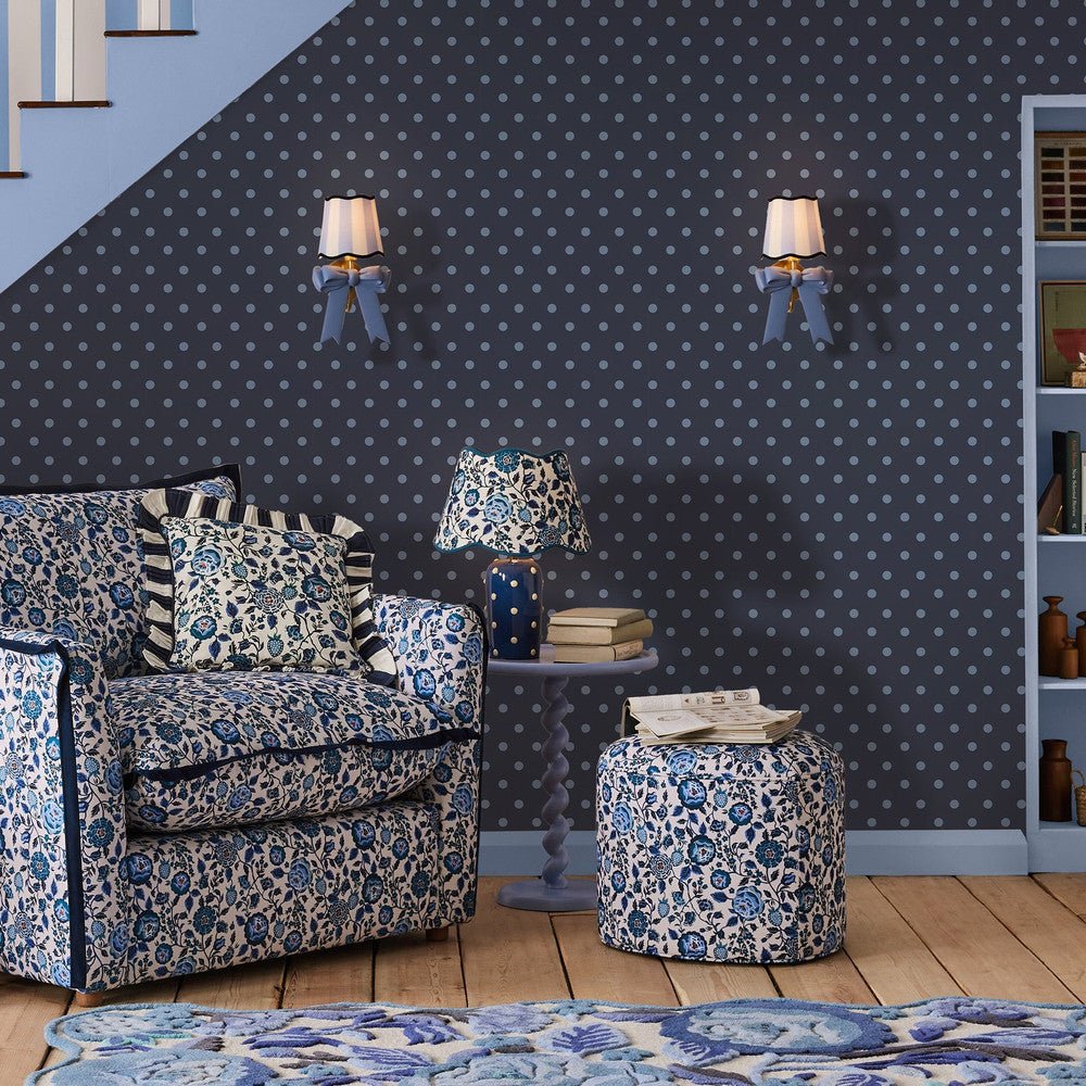 Button Spot Wallpaper - Navy - 125523 - Cath Kidston - Premier Wallcovering