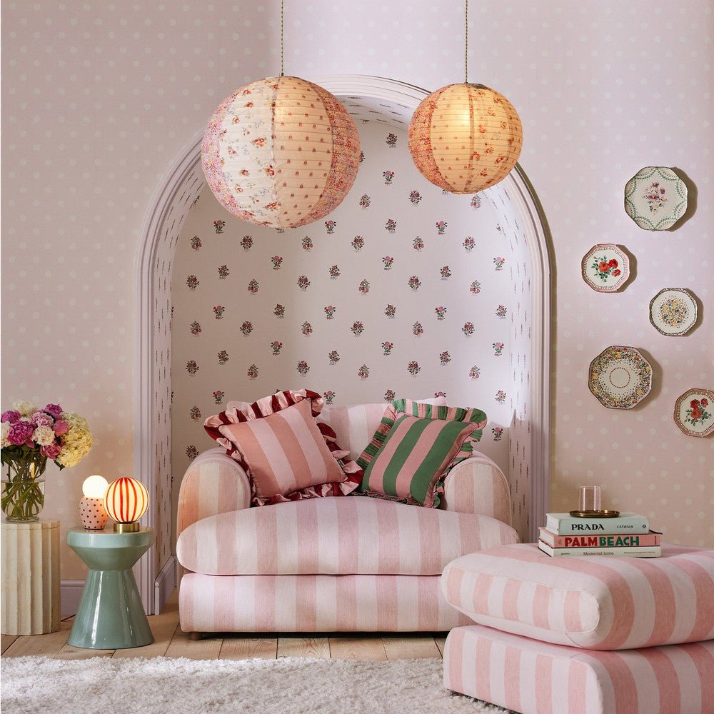 Button Spot Wallpaper - Pink - 125520 - Cath Kidston - Premier Wallcovering
