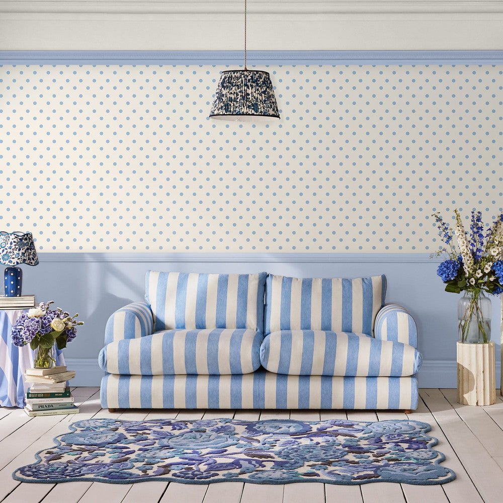 Button Spot Wallpaper - Blue - 125522 - Cath Kidston - Premier Wallcovering
